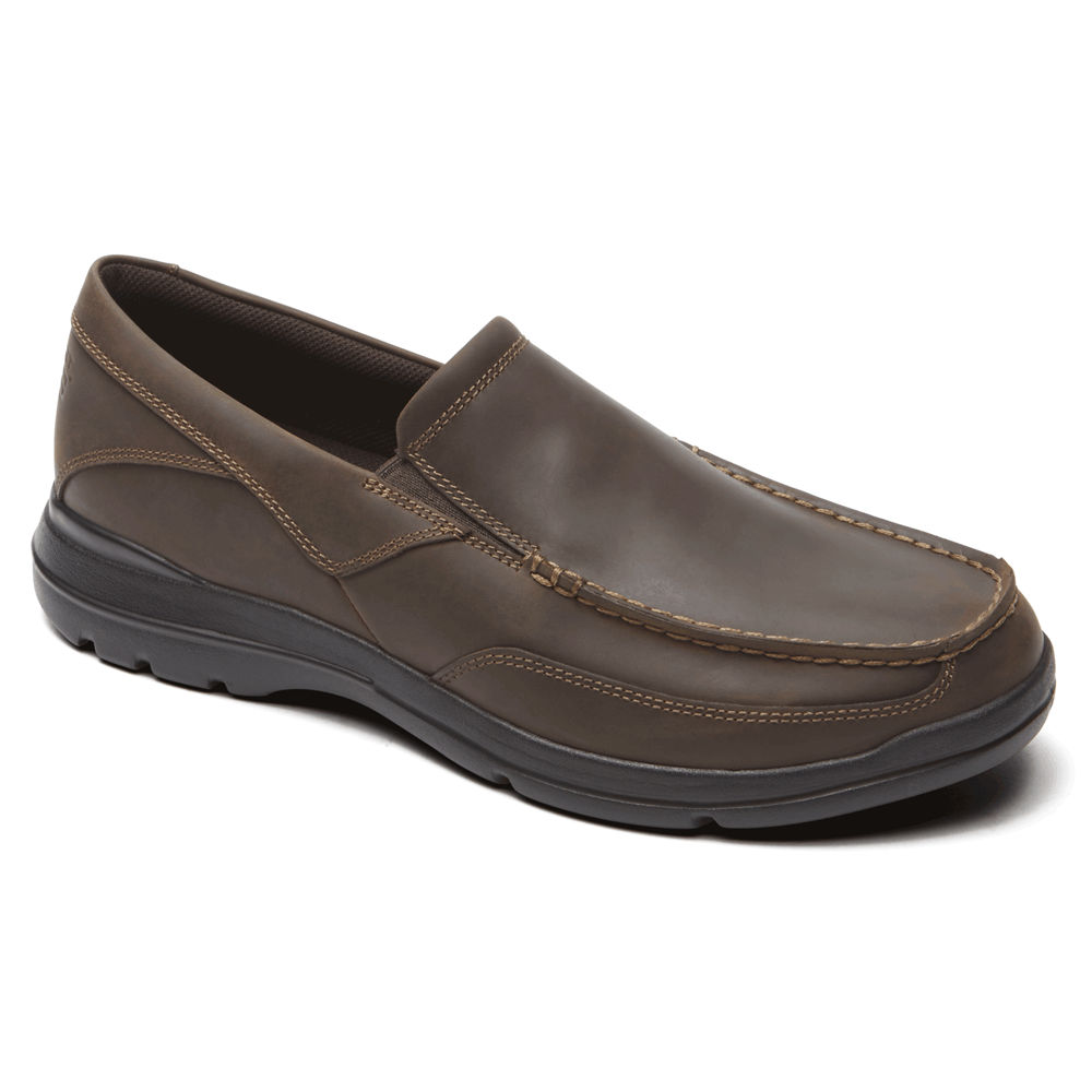 Rockport Mens Slip-On Dark Brown - Junction Point - UK 183-JARGVW